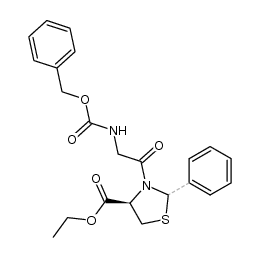 (R)-ethyl 3-(2-(((benzyloxy)carbonyl)amino)acetyl)-2-phenylthiazolidine-4-carboxylate Structure