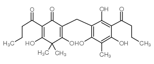 2,5-Cyclohexadien-1-one,3,5-dihydroxy-4,4-dimethyl-2-(1-oxobutyl)-6-[[2,4,6-trihydroxy-3-methyl-5-(1-oxobutyl)phenyl]methyl]- Structure