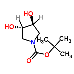 (3R,4R)-3,4-二羟基吡咯烷-1-羧酸叔丁酯结构式