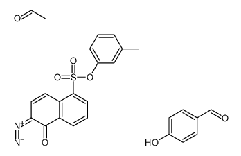 acetaldehyde,2-diazonio-5-(3-methylphenoxy)sulfonylnaphthalen-1-olate,4-hydroxybenzaldehyde Structure