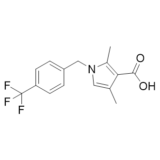 2,4-二甲基-1-(4-(三氟甲基)苄基)-1H-吡咯-3-羧酸结构式