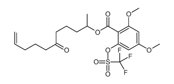 rac 2,4-Dimethoxy-6-[[(trifluoromethyl)sulfonyl]oxy]benzoic Acid 1-Methyl-5-oxo-9-decen-1-yl Ester结构式