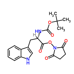 Nα-(叔丁氧羰基)-L-色氨酸 N-琥珀酰亚胺酯结构式