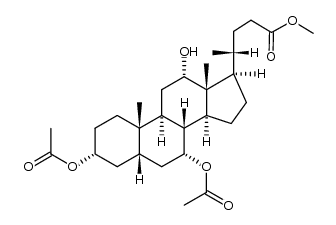 methyl 3-alpha,7-alpha-diacetoxy-12-alpha-hydroxy-5-beta-cholan-24-oate结构式