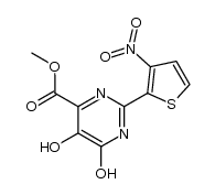 methyl 5,6-dihydroxy-2-(3-nitro-2-thienyl)pyrimidine-4-carboxylate结构式