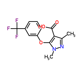 1,3-Dimethyl-5-[3-(trifluoromethyl)phenoxy]-1H-pyrazole-4-carboxylic acid Structure