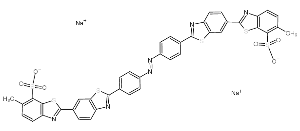 [2,6'-Bibenzothiazole]-7-sulfonicacid, 2',2'''-(1,2-diazenediyldi-4,1-phenylene)bis[6-methyl-, sodium salt (1:2) Structure