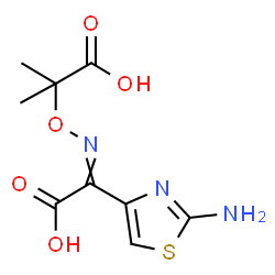 2-Amino-((1-carboxy-1-methyl ethoxy)imino)-4-thiazoleacetic acid Structure