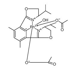 双(醋酸)合[(S ,S )-4,6-双(4-异丙基-2-恶唑啉-2-基)-间二甲苯]铑结构式