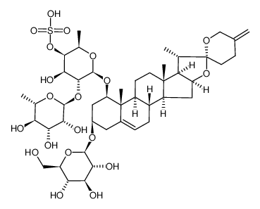 neoruscogenin 1-O-α-L-rhamnopyranosyl(1->2)-4-O-sulfo-β-D-fucopyranosido-3-O-β-D-glucopyranoside结构式