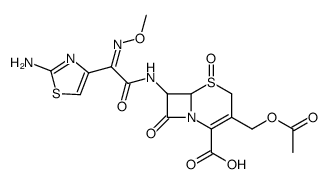 (6R)-3-acetoxymethyl-7t-[2-(2-amino-thiazol-4-yl)-2-(Z)-methoxyimino-acetylamino]-5t,8-dioxo-(6rH)-5λ4-thia-1-aza-bicyclo[4.2.0]oct-2-ene-2-carboxylic acid Structure