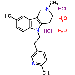 2,8-Dimethyl-5-[2-(6-methyl-3-pyridinyl)ethyl]-2,3,4,5-tetrahydro-1H-pyrido[4,3-b]indole dihydrochloride dihydrate Structure
