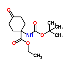 1-(叔丁氧基羰基氨基)-4-氧代环己烷羧酸乙酯结构式