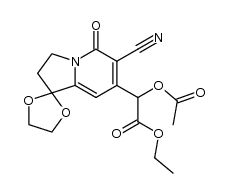 ethyl acetoxy-[6-cyano-1,1-(ethylenedioxy)-5-oxo-1,2,3,5-tetrahydroindolizin-7-yl]acetate Structure