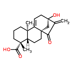 (4ALPHA)-13-羟基-15-氧代贝壳杉-9(11),16-二烯-18-酸结构式