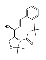 trans-[4S,4(1'S)]-4-(1'-hydroxy-3'-phenyl-2'-propenyl)-2,2-dimethyloxazolidine-3-carboxylic acid tert-butyl ester结构式