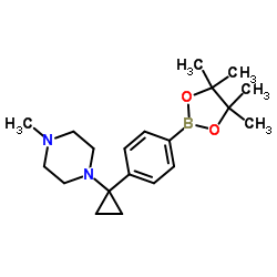 1-甲基-4-{1-[4-(四甲基-1,3,2-二氧杂硼硼烷-2-基)苯基]环丙基}哌嗪结构式