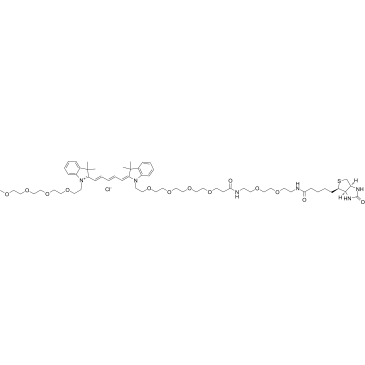 N-(m-PEG4)-N'-(Biotin-PEG2-amido-PEG4)-Cy5 Structure
