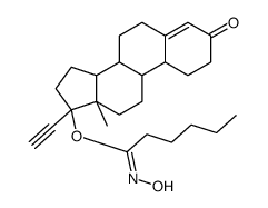 [(10R,13S,17S)-17-ethynyl-13-methyl-3-oxo-1,2,6,7,8,9,10,11,12,14,15,16-dodecahydrocyclopenta[a]phenanthren-17-yl] (1E)-N-hydroxyhexanimidate结构式