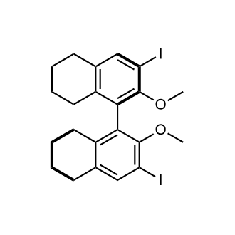3,3'-二碘-2,2'-二甲氧基-5,5',6,6',7,7',8,8'-八氢-1,1'-联萘结构式