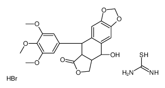 (5S,5aR,8aR,9R)-5-hydroxy-9-(3,4,5-trimethoxyphenyl)-5a,6,8a,9-tetrahydro-5H-[2]benzofuro[5,6-f][1,3]benzodioxol-8-one,thiourea,hydrobromide Structure
