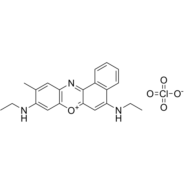 5,9-双(乙基氨基)-10-甲基苯并[A]吩恶嗪-7-高氯酸盐结构式