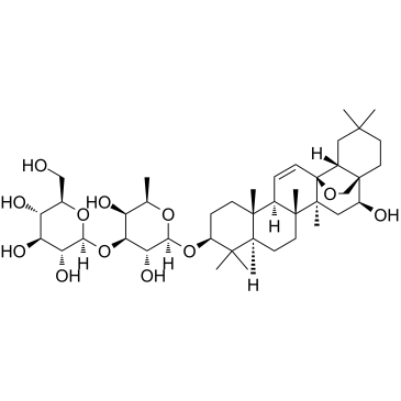 13,28-Epoxy-16β-hydroxyolean-11-en-3β-yl 6-deoxy-3-O-(β-D-glucopyranosyl)-β-D-galactopyranoside Structure
