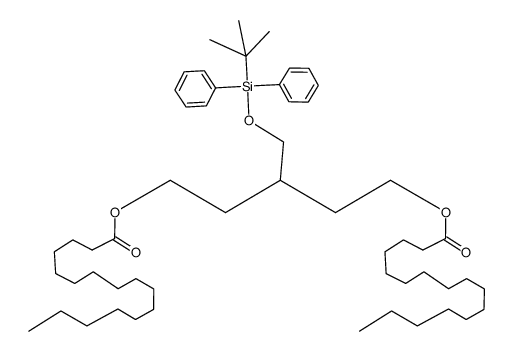 Hexadecanoic acid 3-(tert-butyl-diphenyl-silanyloxymethyl)-5-hexadecanoyloxy-pentyl ester结构式