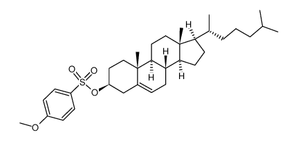 (3S,8S,9S,10R,13R,14S,17R)-10,13-dimethyl-17-((R)-6-methylheptan-2-yl)-2,3,4,7,8,9,10,11,12,13,14,15,16,17-tetradecahydro-1H-cyclopenta[a]phenanthren-3-yl 4-methoxybenzenesulfonate结构式