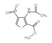 Methyl 3-(acetylamino)-4-nitrothiophene-2-carboxylate结构式
