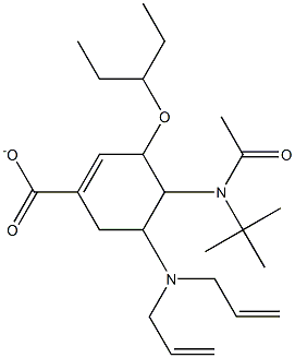 4-(N-(tert-butyl)acetamido)-5-(diallylamino)-3-(pentan-3-yloxy)cyclohex-1-enecarboxylate structure