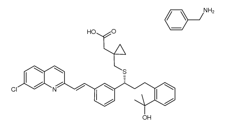 1-(((1(R)-(3-(2-(7-chloro-2-quinolinil)ethenyl)phenyl)-3-(2-(1-hydroxy-1-methylethyl)phenyl)propyl)thio)methyl)cyclopropane acetic acid benzylamine salt结构式