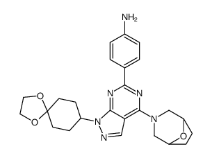 4-(4-(8-oxa-3-azabicyclo[3.2.1]octan-3-yl)-1-(1,4-dioxaspiro[4.5]decan-8-yl)-1H-pyrazolo[3,4-d]pyrimidin-6-yl)aniline Structure