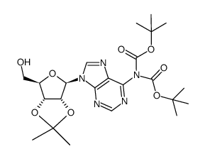 叔丁基N-{9-[(3aR,4R,6R,6aR)-6-(羟甲基)-2,2-二甲基-四氢-2H-呋喃[3,4-d] [1,3]二氧杂-4-基] -9H-嘌呤-6-基} -N-[(叔丁氧基)羰基]氨基甲酸酯结构式