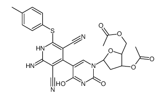 ((2R,5R)-3-乙酰氧基-5-(5-(2-氨基-3,5-二氰基-6-(对甲苯硫代)吡啶-4-基)-2,4-二氧代-3,4-二氢嘧啶-1(2H)-基)四氢呋喃-2-基)乙酸甲酯结构式