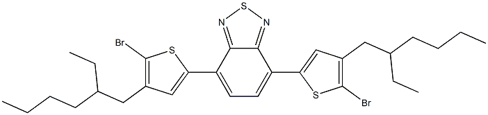 4,7-双(5-溴-4-(2-乙基己基)-2-噻吩基)-2,1,3-苯并噻二唑结构式