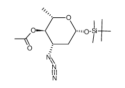 4-O-acetyl-3-azido-1-O-tert-butyl(dimethyl)silyl-2,3,6-trideoxy-β-L-arabino-hexopyranose结构式