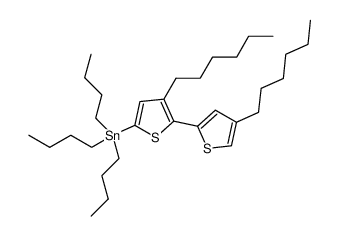 5-tributylstannyl-3,4’-dihexyl-2,2’-bithiophene结构式