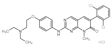 6-(2,6-二氯苯基)-2-[[4-[2-(二乙基氨基)乙氧基]苯基]氨基]-8-甲基吡啶并[2,3-D]嘧啶-7(8H)-酮盐酸盐结构式