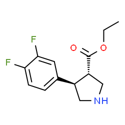 反式-4-(3,4-二氟苯基)吡咯烷-3-羧酸乙酯盐酸盐结构式