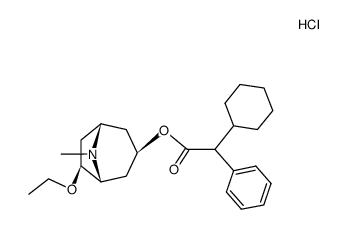 (Ξ)-cyclohexyl-phenyl-acetic acid-((1Ξ)-6exo-ethoxy-tropane-3exo-ylester), hydrochloride Structure