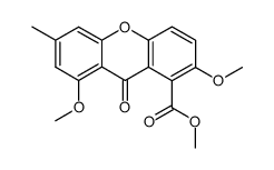 2,8-dimethoxy-6-methyl-9-oxo-9H-xanthene-1-carboxylic acid methyl ester结构式