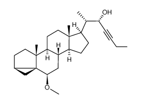 (22S)-6β-methoxy-3α,5-cyclo-27-nor-5α-cholest-23-yn-22-ol结构式