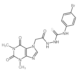 3-(4-bromophenyl)-1-[[2-(1,3-dimethyl-2,6-dioxo-purin-7-yl)acetyl]amino]thiourea Structure