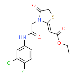 {3-[(3,4-二氯-苯基氨基甲酰基)-甲基]-4-氧-噻唑烷-2-亚乙基}-乙酸乙酯图片