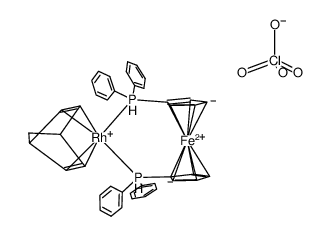 (BICYCLO[2.2.1]HEPTA-2,5-DIENE)[1,1'-BIS(DIPHENYLPHOSPHINO)-FERROCENE] RHODIUM(I) PERCHLORATE Structure