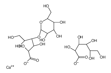 calcium,(2R,3S,4R,5R)-2,3,4,5,6-pentahydroxyhexanoate,(2R,3R,4R,5R)-2,3,5,6-tetrahydroxy-4-[(2S,3R,4S,5R,6R)-3,4,5-trihydroxy-6-(hydroxymethyl)oxan-2-yl]oxyhexanoate Structure