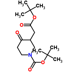 3-(2-叔丁氧基-2-氧代乙基)-4-氧代哌啶-1-羧酸叔丁酯结构式
