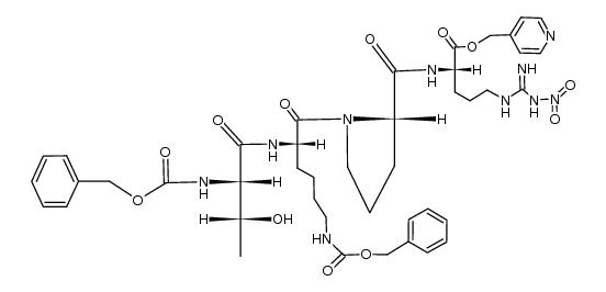 N-benzyloxycarbonyl-L-threonyl-Nε-benzyloxycarbonyl-L-lysyl-L-prolyl-Nω-nitro-L-arginine 4-picolyl ester结构式