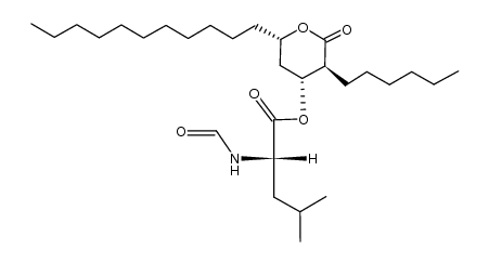N-Formyl-L-leucine (3S,4R,6S)-3-Hexyl-3,4,5,6-tetrahydro-2-oxo-6-undecyl-2H-pyran-4-yl Ester Structure